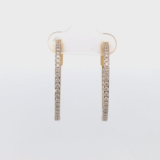 Earrings- diamond hoops inside-out 1.04ct thin 14kt yellow gold