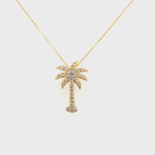 Necklace with palm tree diamond pendant