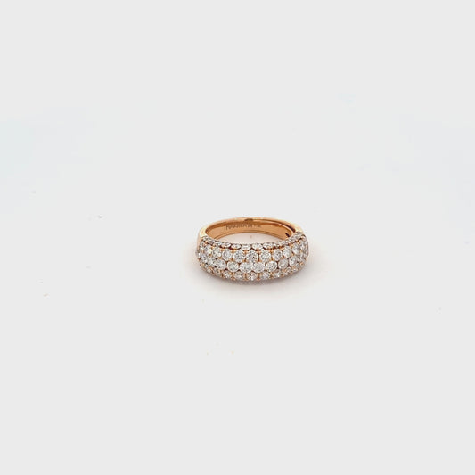 3 row diamond pave domed ring 18kt rose gold