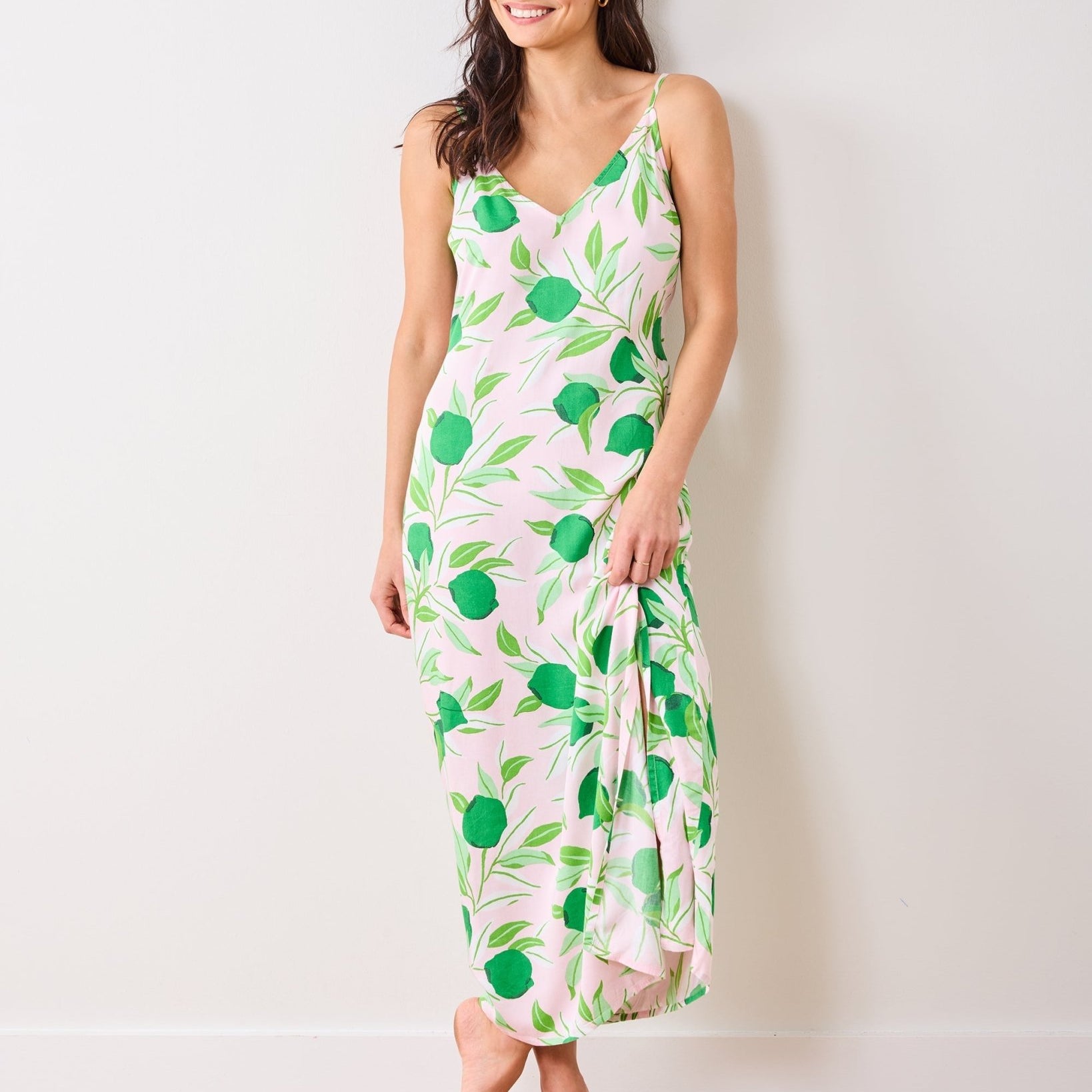 Printfresh - Lime Zest - Satin Chic To Sleep Nightie - Pink Salt - Gaines Jewelers
