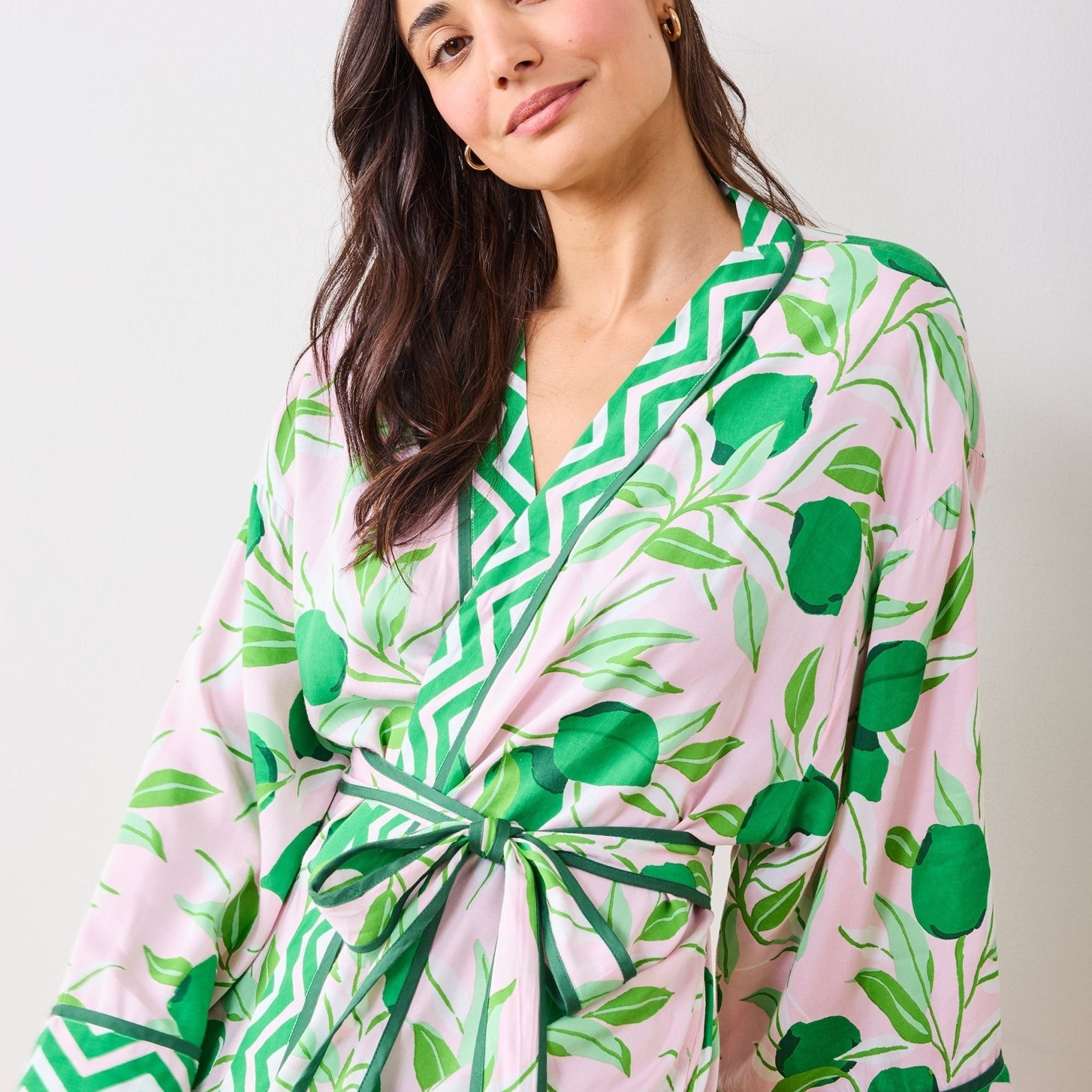 Printfresh - Lime Zest - Satin Robe - Pink Salt - Gaines Jewelers