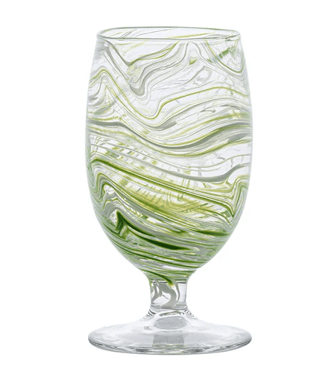 Puro Marbled Goblet - Green - Juliska - Gaines Jewelers