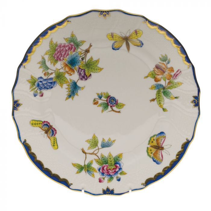 Queen Victoria Blue Border Dinner Plate - Herend - Gaines Jewelers