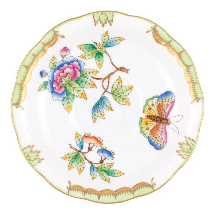 Queen Victoria Tea Saucer Green - Herend - Gaines Jewelers
