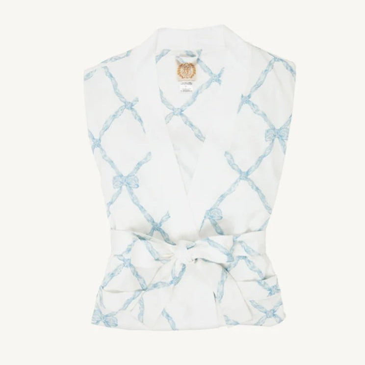 Ready or Not Robe Women Small - Buckhead Blue Belle Meade Bow with Worth Avenue White - The Beaufort Bonnet Company - Gaines Jewelers