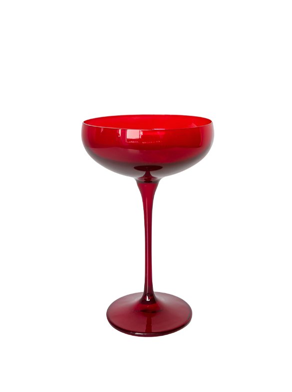 Red Champagne Coupe - Estelle Colored Glass - Gaines Jewelers