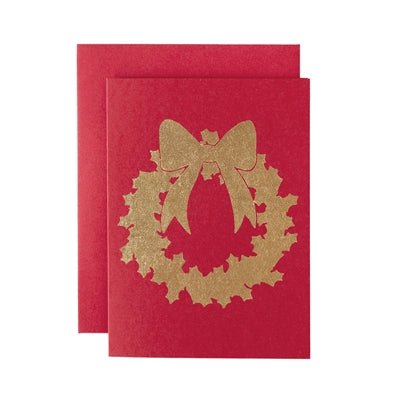 Red Christmas Wreath Card - 4.25" x 5.5" - Hester & Cook - Gaines Jewelers