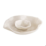 Resin Alabaster Bowl with Dip - White Swirl - Beatriz Ball - Gaines Jewelers