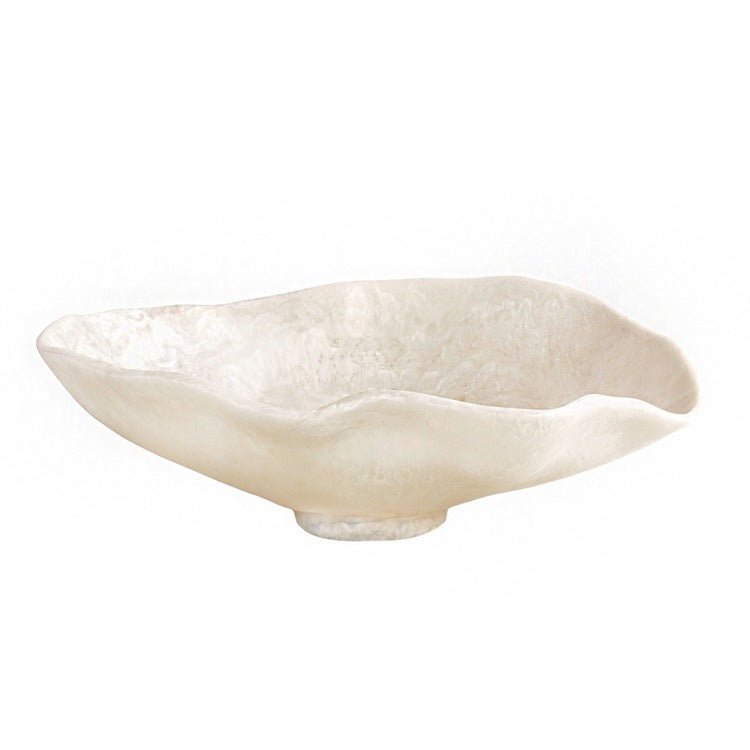 Resin Alabaster Large Oval Bowl - White Swirl - Beatriz Ball - Gaines Jewelers