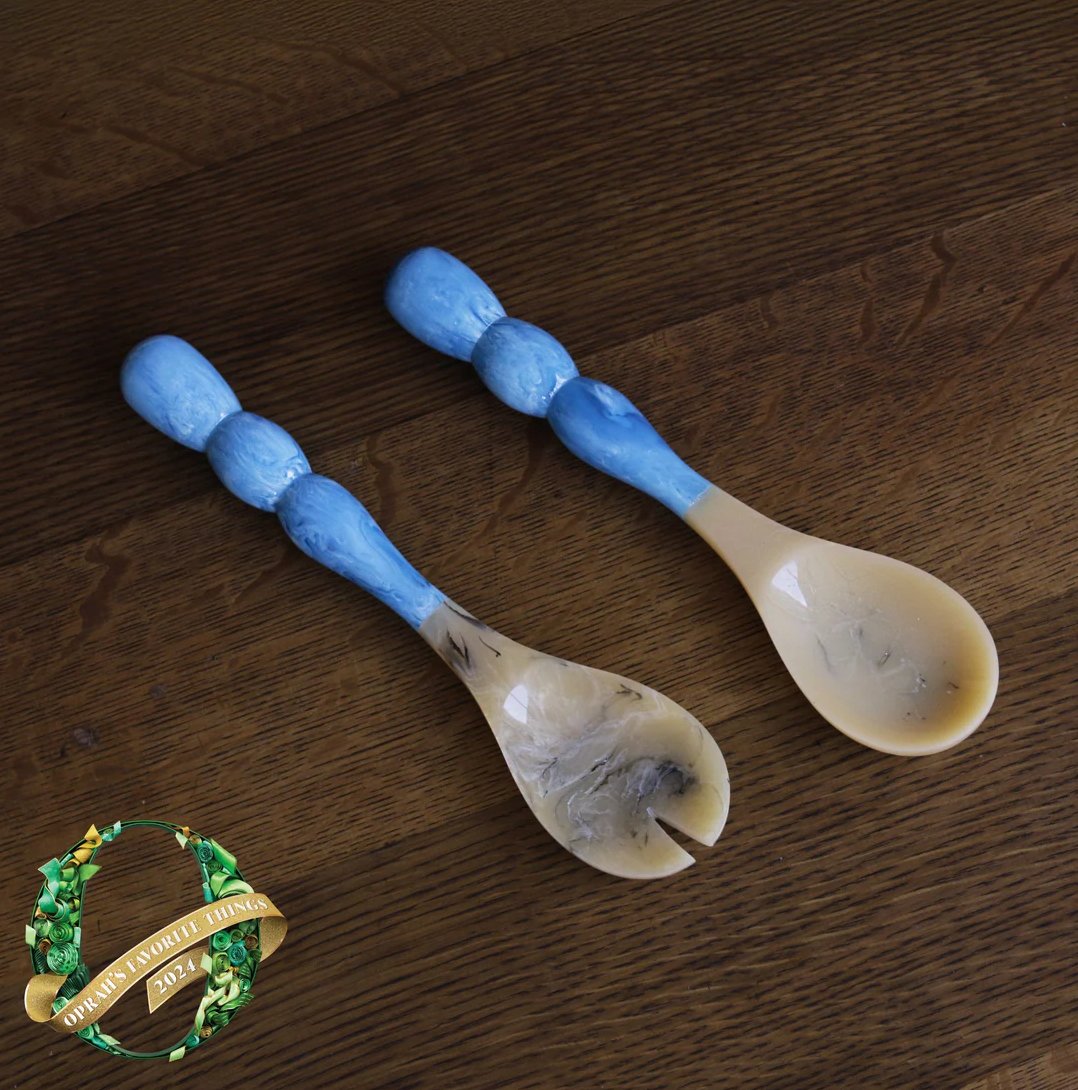 Resin Rio Bubble Salad Servers (Blue) - Beatriz Ball - Gaines Jewelers