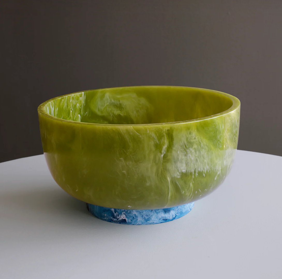 Resin Rio Large Bowl with Base (Green and Blue) - Beatriz Ball - Gaines Jewelers