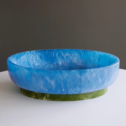 Resin Rio Large Oval Bowl with Base (Blue and Green) - Beatriz Ball - Gaines Jewelers