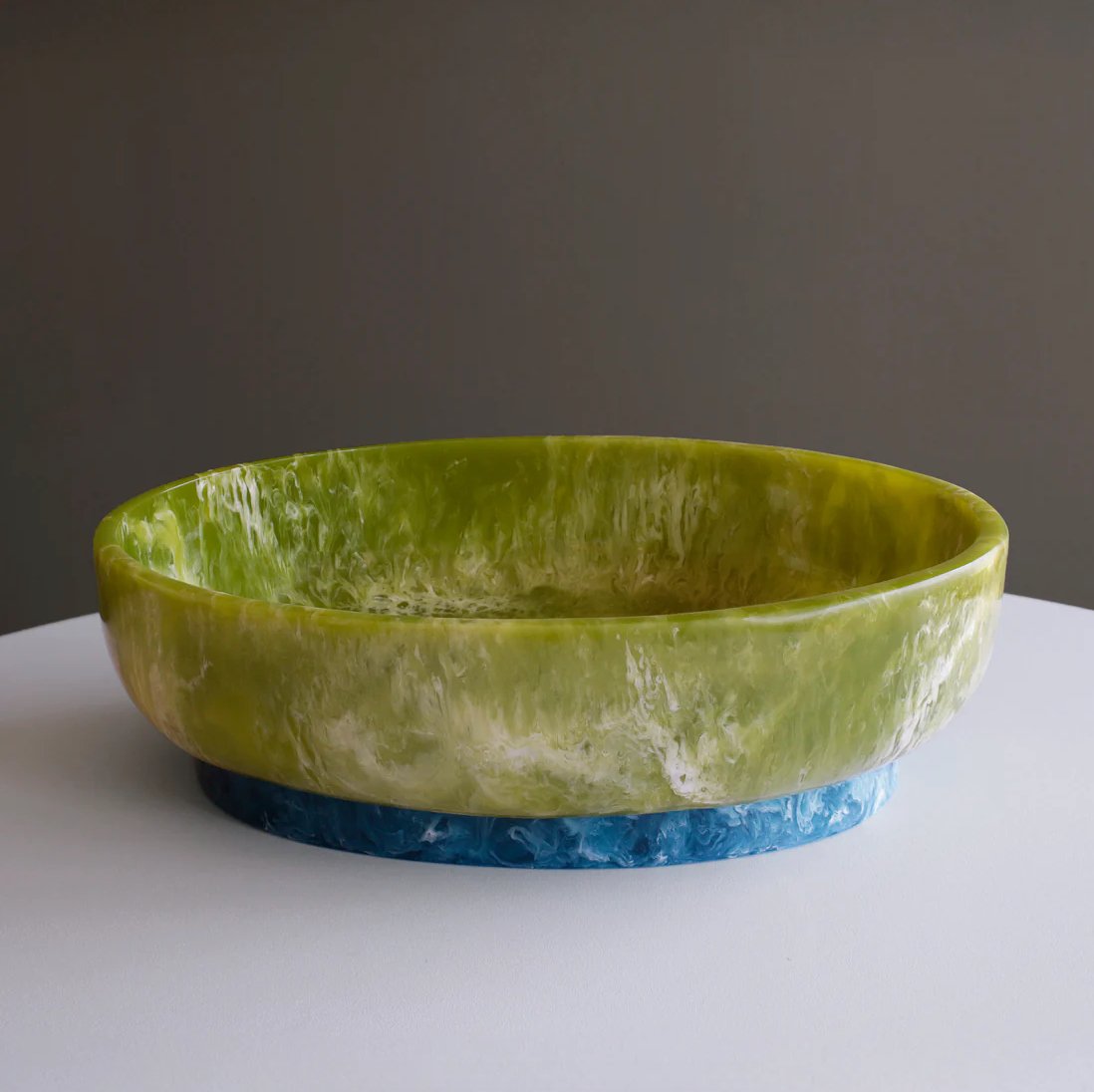 Resin Rio Large Oval Bowl with Base (Green and Blue) - Beatriz Ball - Gaines Jewelers