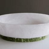 Resin Rio Large Oval Bowl with Base - White and Green - Beatiz Ball - Gaines Jewelers