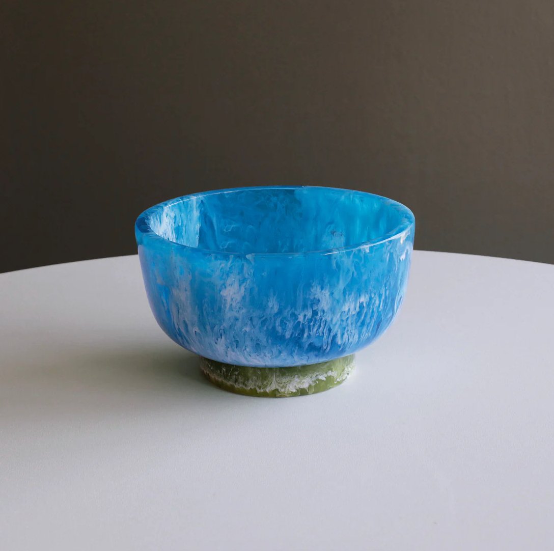 Resin Rio Small Bowl with Base (Blue and Green) - Beatriz Ball - Gaines Jewelers