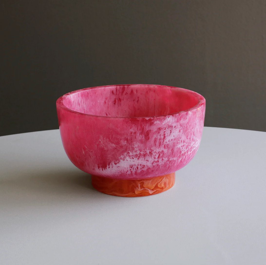 Resin Rio Small Bowl with Base (Pink and Orange) - Beatriz Ball - Gaines Jewelers