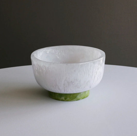 Resin Rio Small Bowl with Base (White and Green) - Beatriz Ball - Gaines Jewelers