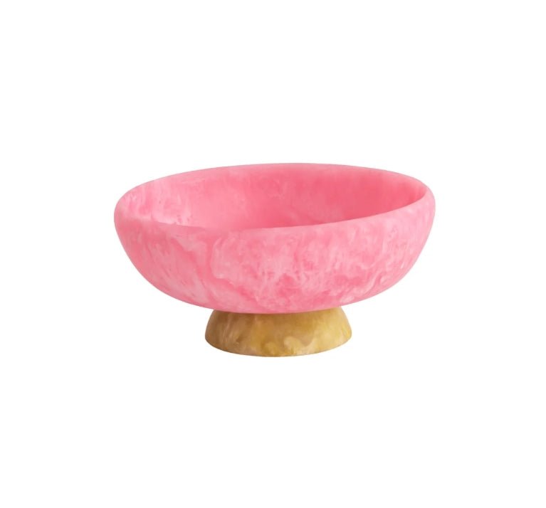 Resin Sorbet Medium Round Bowl with Base - Raspberry and Matcha - Beatriz Ball - Gaines Jewelers