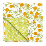 Reversible Kantha Table Cover in Orange Grove - Caspari - Gaines Jewelers