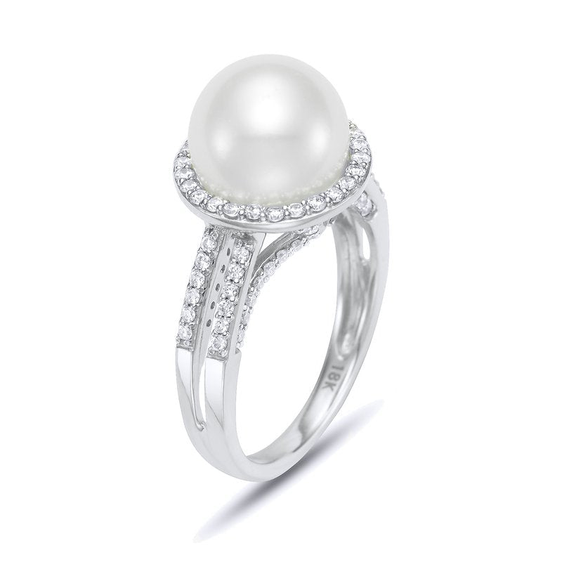 Ring - 18KT White Gold Pearl Diamond Ring - Mastoloni - Gaines Jewelers
