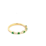 ring 5 emerald and 8 diamond anniversary band 14kt yellow gold - Gaines Jewelers