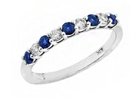 Ring 5 sapphires and 4 diamonds anniversary band 14kt white gold - Nemati - Gaines Jewelers