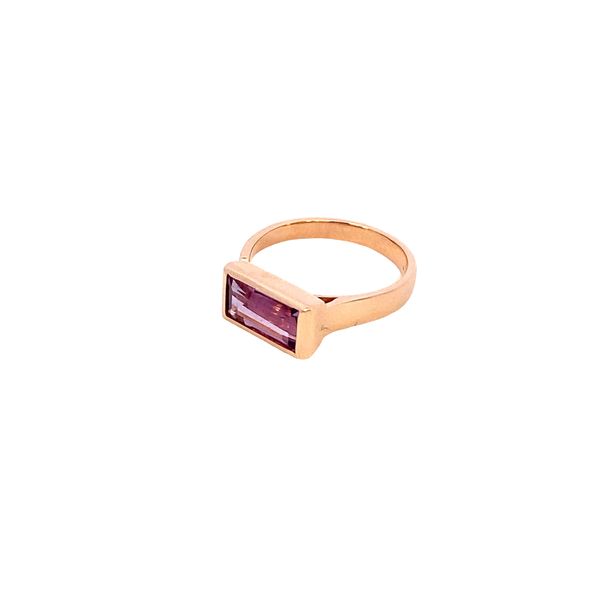 Ring amethyst set east-west open shank style 14kt rose gold - Gaines Jewelers