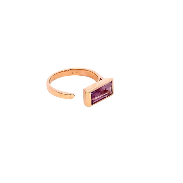 Ring amethyst set east-west open shank style 14kt rose gold - Gaines Jewelers