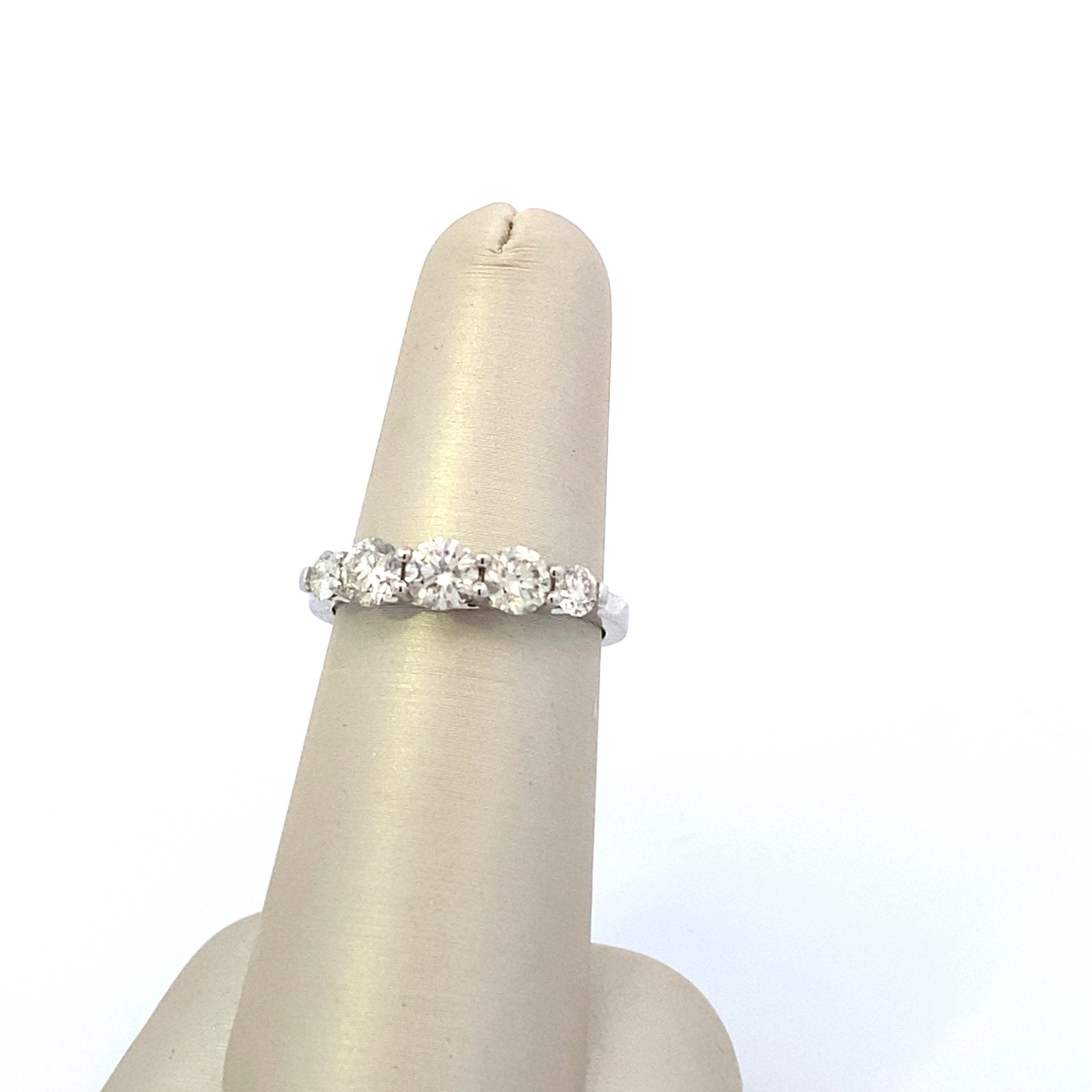 Ring anniversary style diamond band 5=1.33ct 14kt white gold - Gaines Jewelers