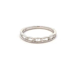 Ring Beaded Channel Set with Alternating Baguette & Round Diamonds White Gold - Gaines Jewelers - Gaines Jewelers