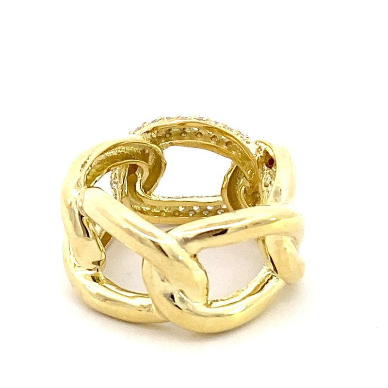 Ring designed with open links, one pave' diamond link 14kt yellow gold - Gaines Jewelers