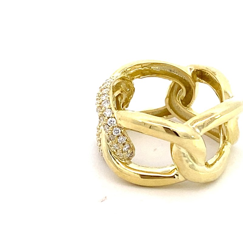 Ring designed with open links, one pave' diamond link 14kt yellow gold - Gaines Jewelers