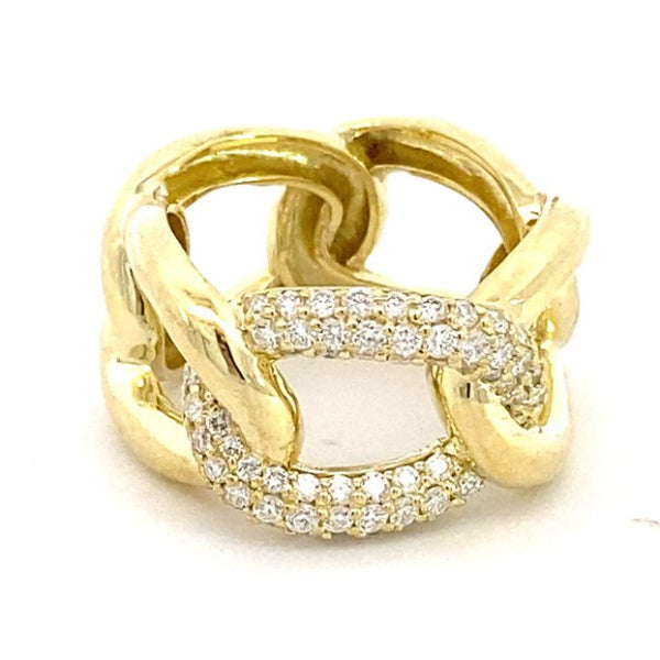 Ring designed with open links, one pave' diamond link 14kt yellow gold - Gaines Jewelers