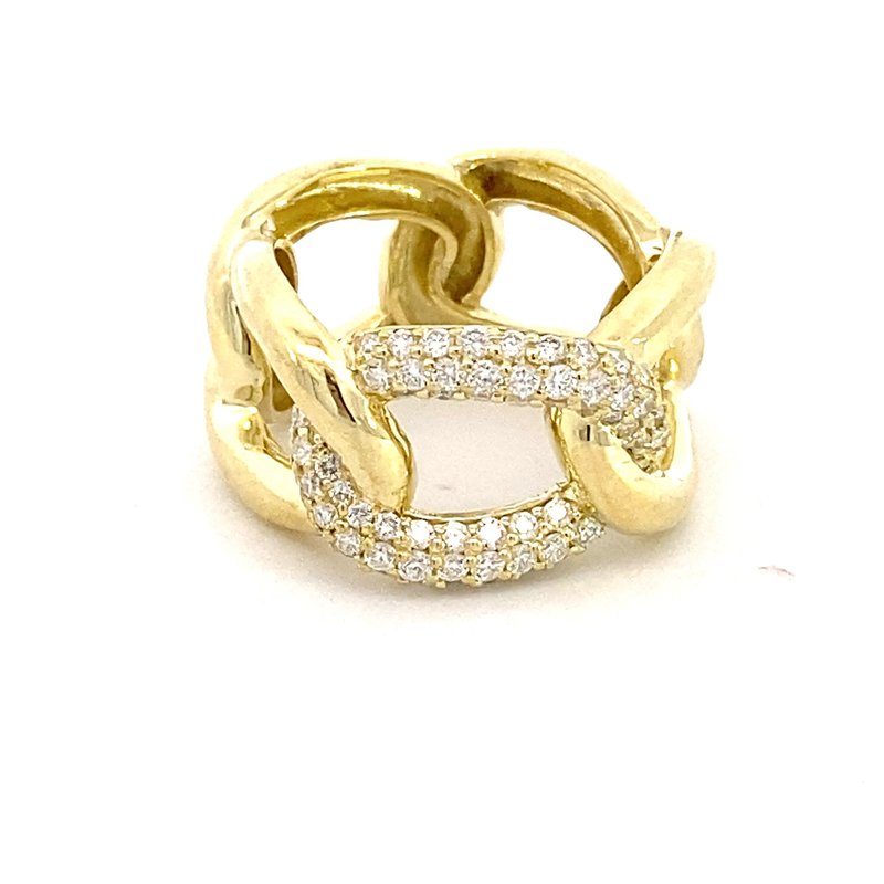 Ring designed with open links, one pave' diamond link 14kt yellow gold - Gaines Jewelers