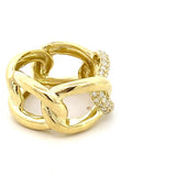Ring designed with open links, one pave' diamond link 14kt yellow gold - Gaines Jewelers
