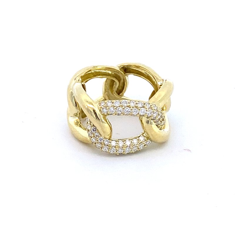 Ring designed with open links, one pave' diamond link 14kt yellow gold - Gaines Jewelers