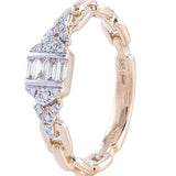 Ring diamond baguette center with side accents 2 - tone - Gaines Jewelers