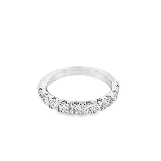 Ring- diamond band set with 11 diamonds 14kt white gold - Gaines Jewelers