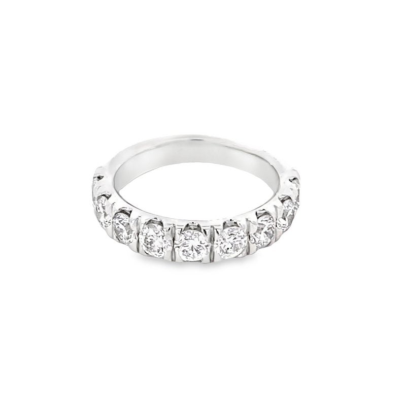 Ring- diamond band set with 9 diamonds 14kt white gold - Gaines Jewelers