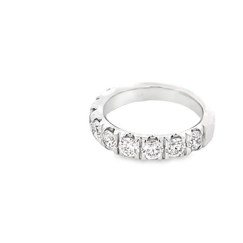 Ring- diamond band set with 9 diamonds 14kt white gold - Gaines Jewelers