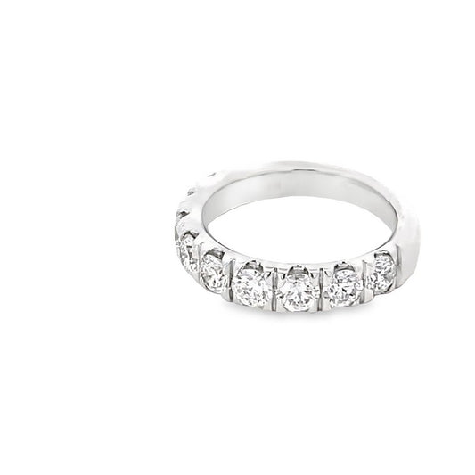 Ring- diamond band set with 9 diamonds 14kt white gold - Gaines Jewelers