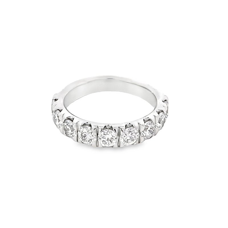 Ring- diamond band set with 9 diamonds 14kt white gold - Gaines Jewelers