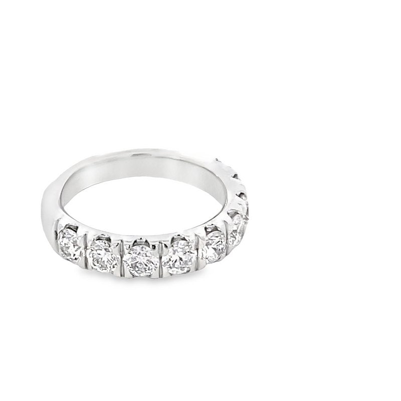 Ring- diamond band set with 9 diamonds 14kt white gold - Gaines Jewelers