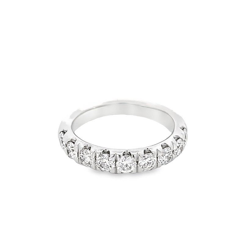 Ring- diamond band set with 9 diamonds=1.35ct 14kt white gold - Gaines Jewelers