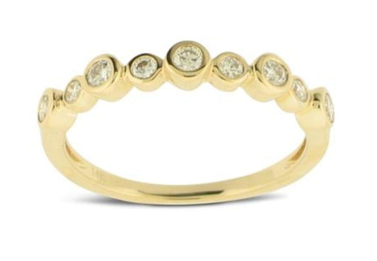 Ring - diamond band with alternating large and small stones 14kt yellow gold - Gaines Jewelers