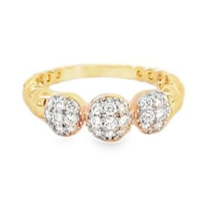 Ring - diamond cluster band bead shank 14kt yellow gold - Gaines Jewelers