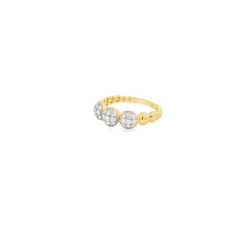 Ring - diamond cluster band bead shank 14kt yellow gold - Gaines Jewelers