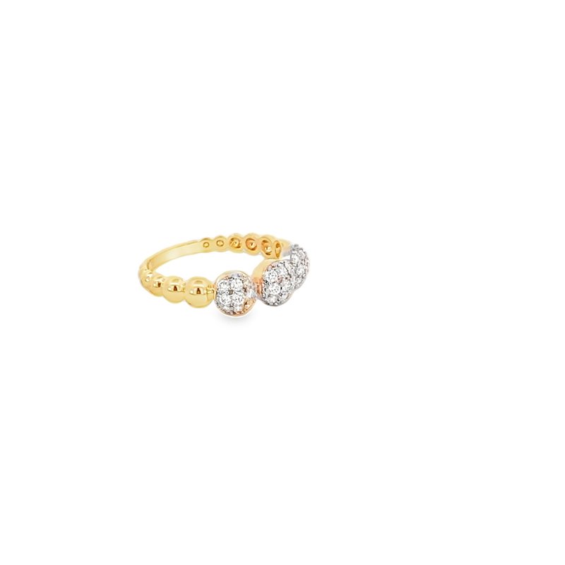 Ring - diamond cluster band bead shank 14kt yellow gold - Gaines Jewelers