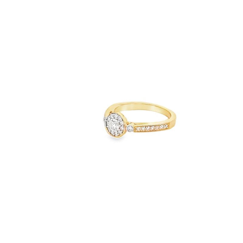 Ring - Diamond cluster engagement ring 0.48ct 14kt yellow gold - Gaines Jewelers