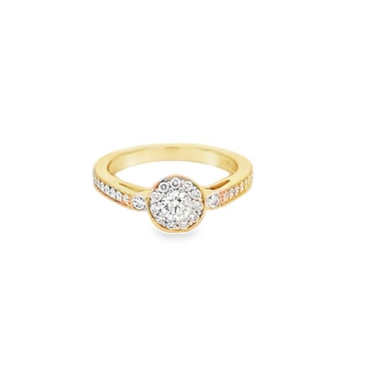 Ring - Diamond cluster engagement ring 0.48ct 14kt yellow gold - Gaines Jewelers